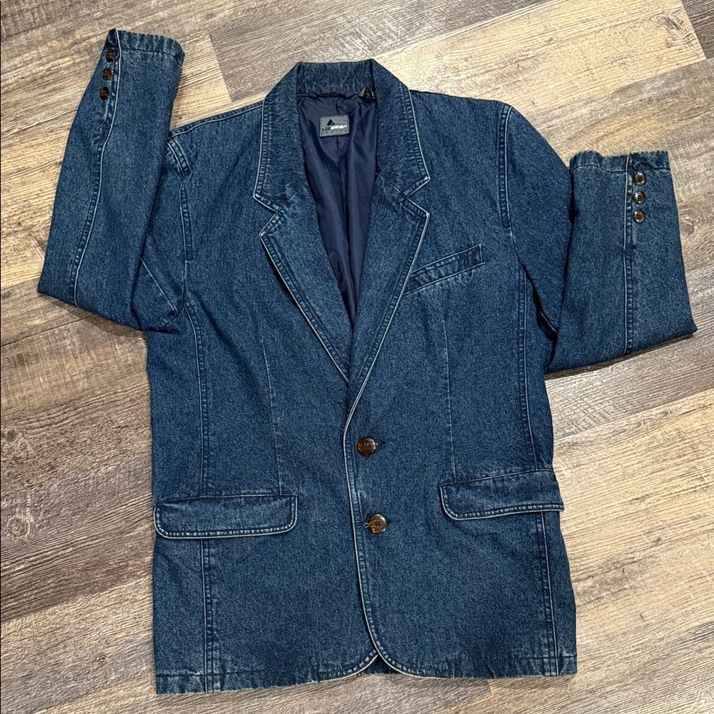 Vintage Liz Wear Classic Blue Denim Blazer-6P